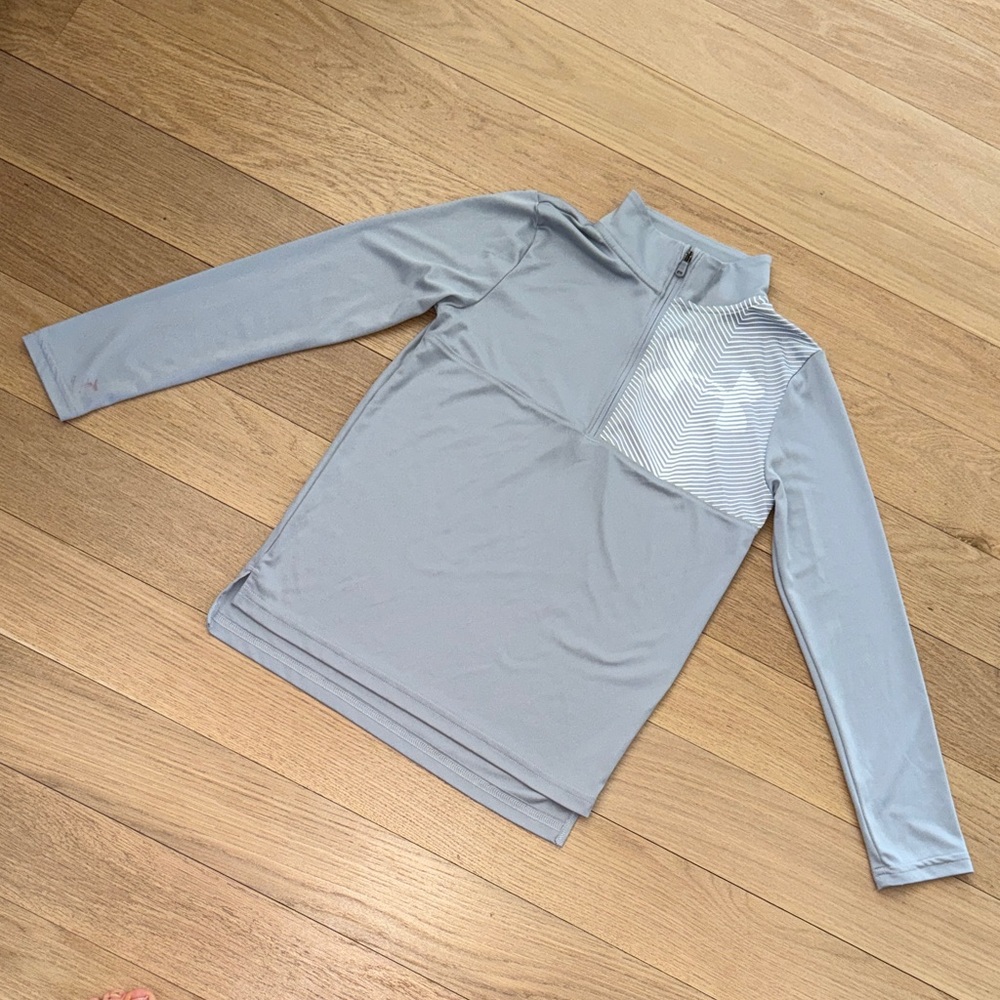 Under Armour Gray Quarter-Zip Pullover HeatGear Boys Sz YMD